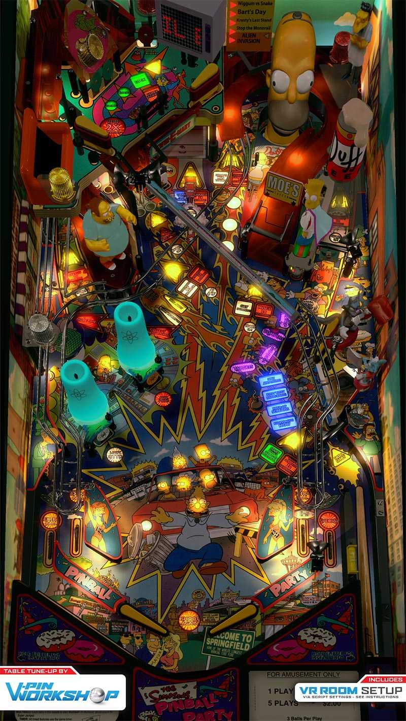 Top-down view of The Simpsons: Pinball Party